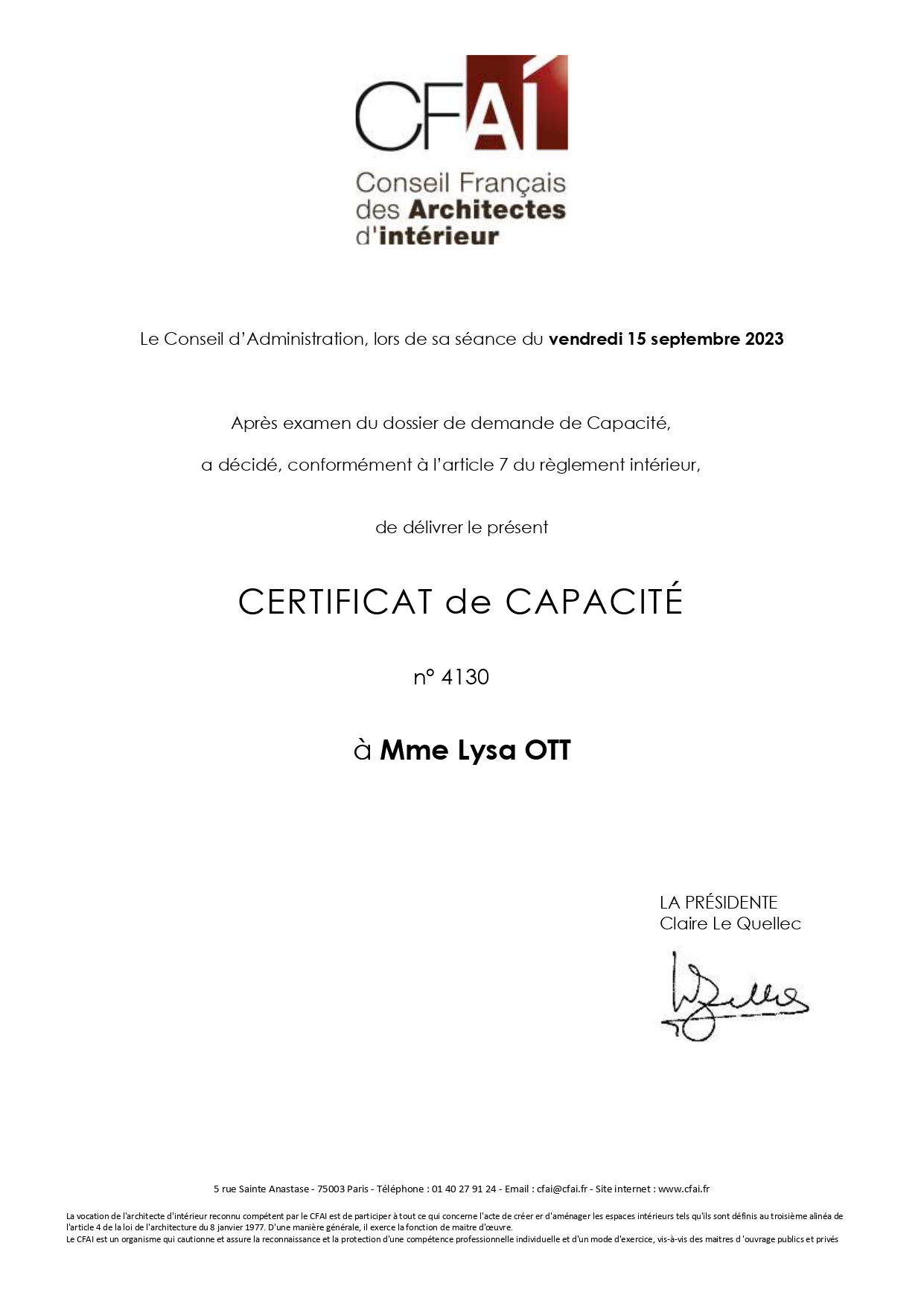 Conseil Français des Architectes d'Intérieur (CFAI)
